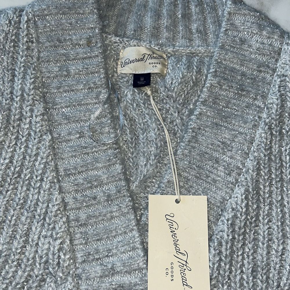 New Universal Thread Gray/Silver 4 Button Cardiga… - image 2